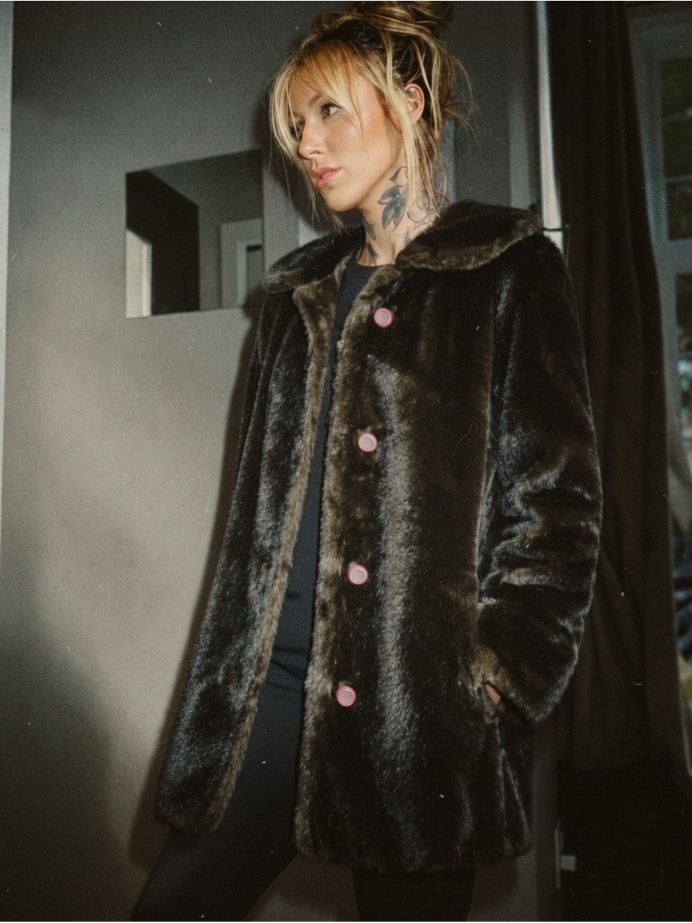 Vintage Dubrowsky & Joseph Tissavel France Faux Fur Brown Topper Coat